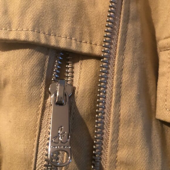 Sam Edelman Utility Jacket XS Beige Khaki Zip Front Pockets Military Style NWT - Picture 11 of 13